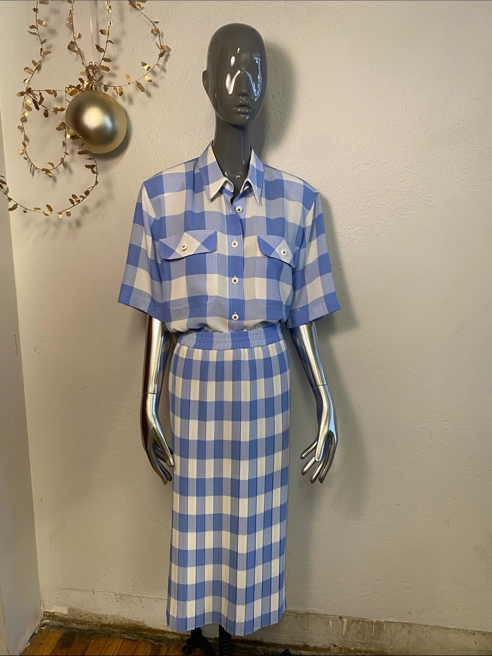 Plaid Skirt Set, L
